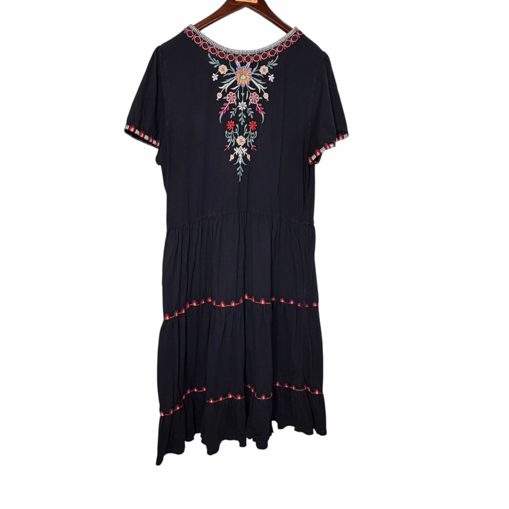 JOHNNY WAS LOS ANGELES NYA TIERED EMBROIDERED MIDI DRESS SIZE LARGE - Picture 3 of 7